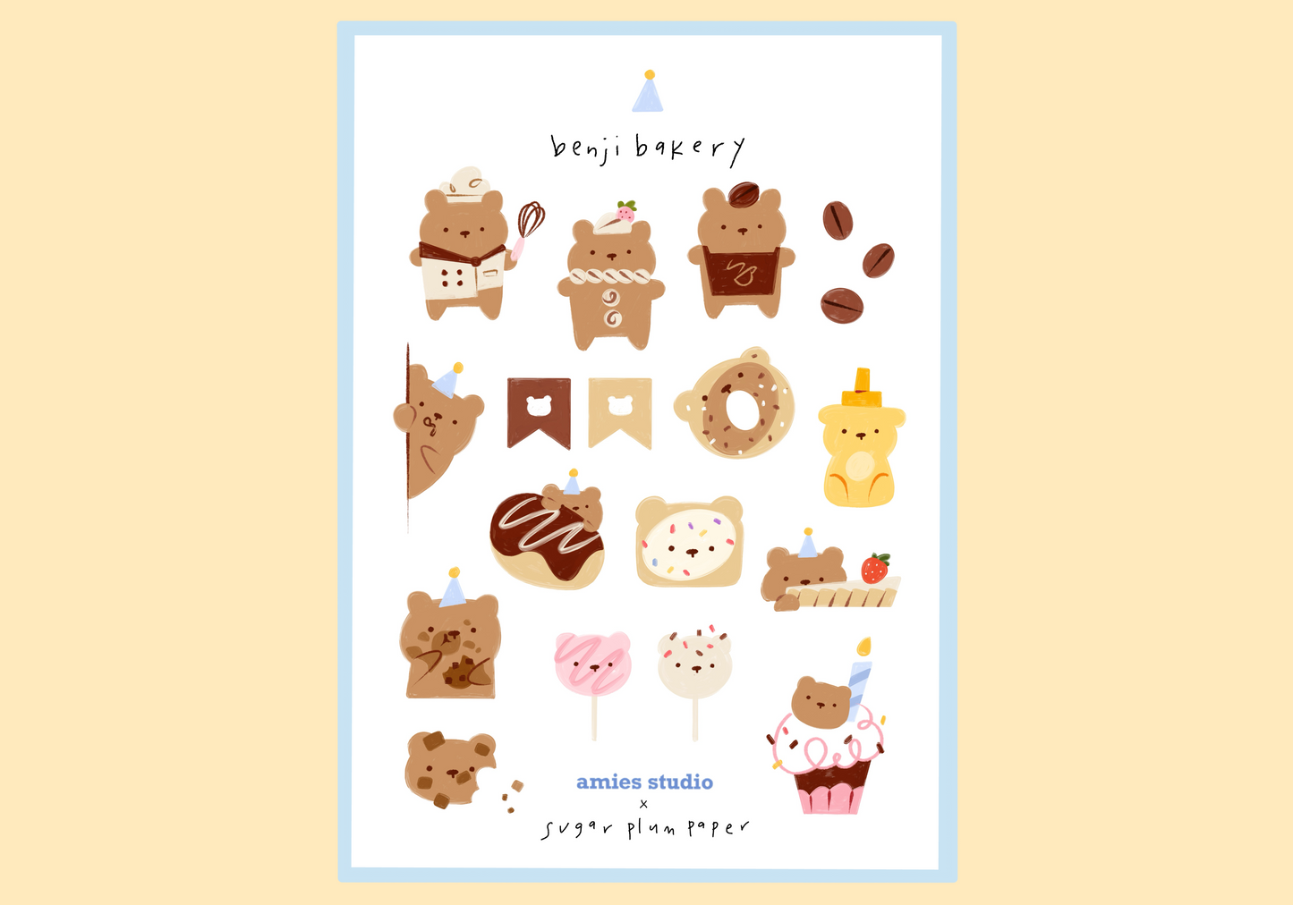 Benji Bakery Sticker Sheet (with Sugar Plum Paper)