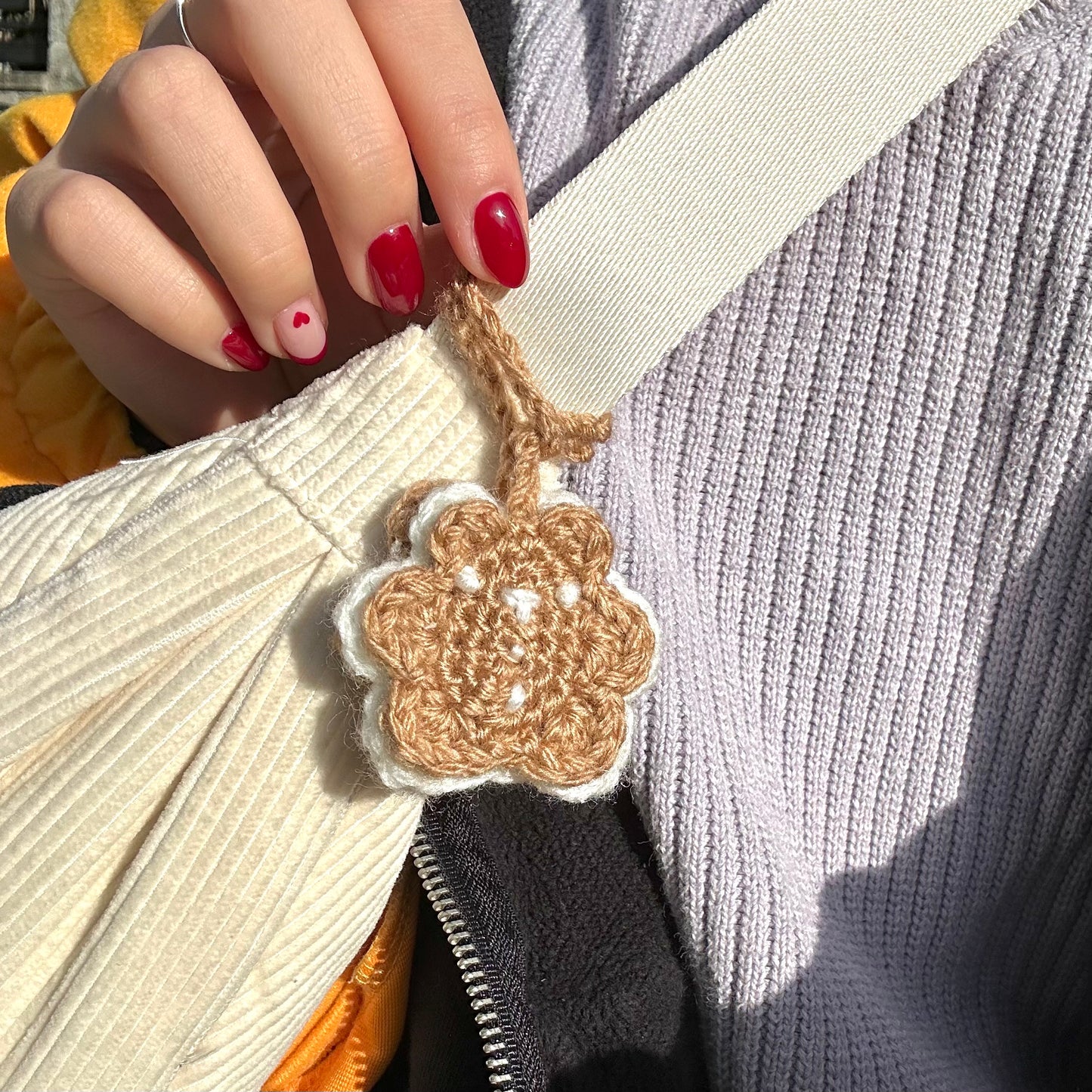 Crochet Cookie Bear Keychain