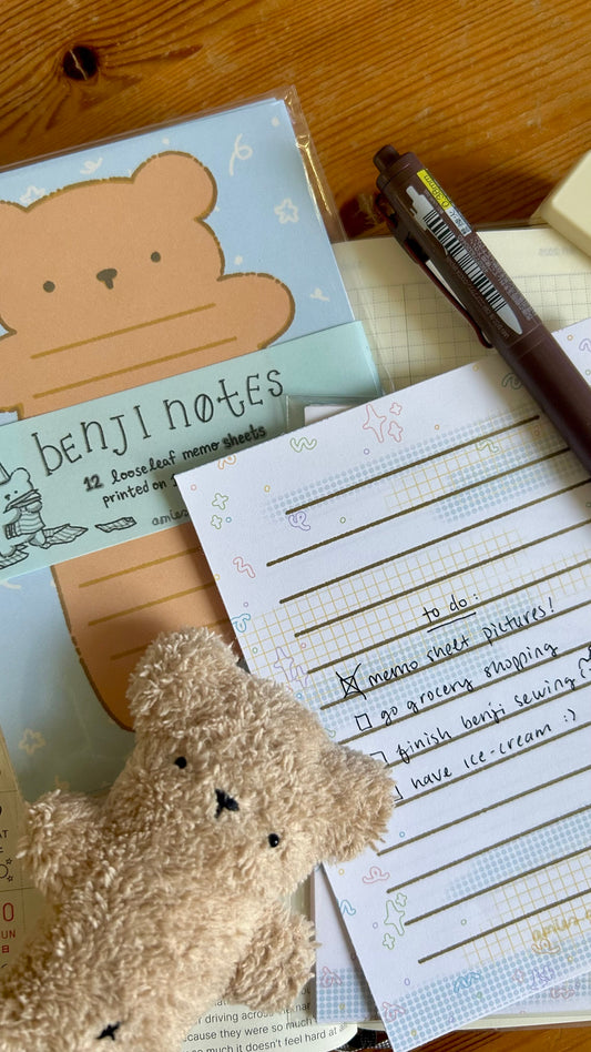 Benji Loose Leaf Memo Sheets (12 sheets)